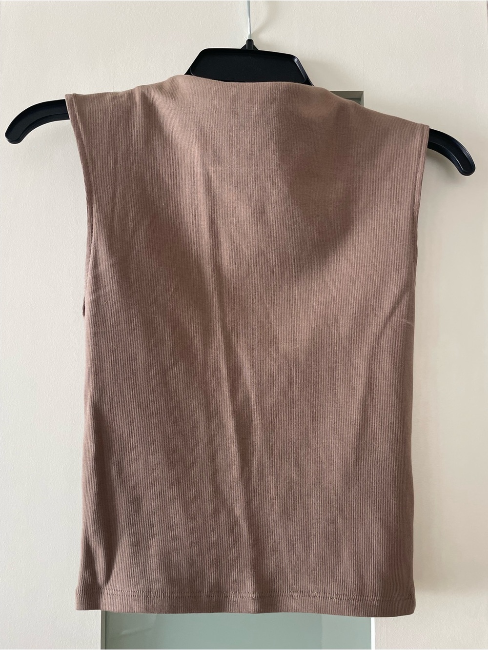 Zara Sleeveless Ribbed Tank Top - Taupe Brown